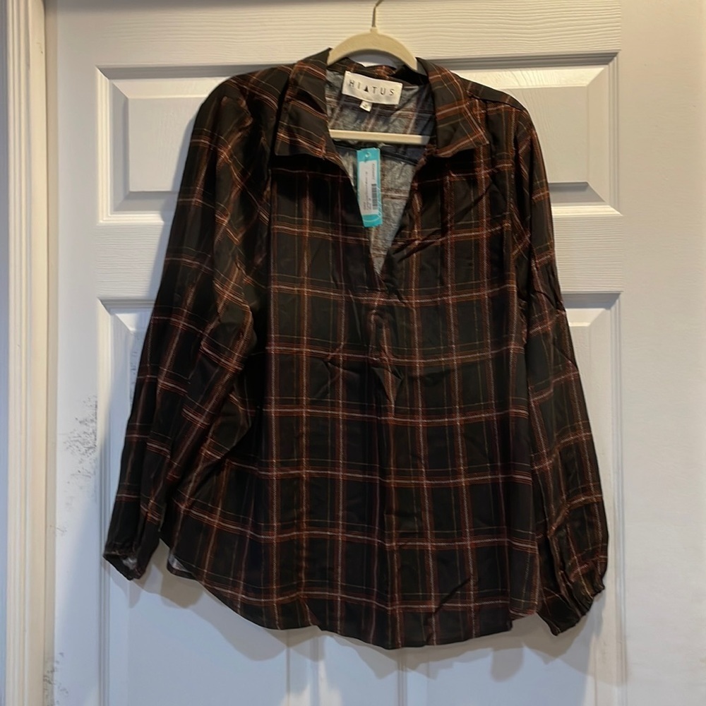 NWT! Stitch Fix Hiatus Cyndy Long Sleeve Plaid Pullover Tunic Top 1X